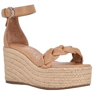 Calvin Klein Thea Espadrille Platform Sandal Light Natural Tan Size 10